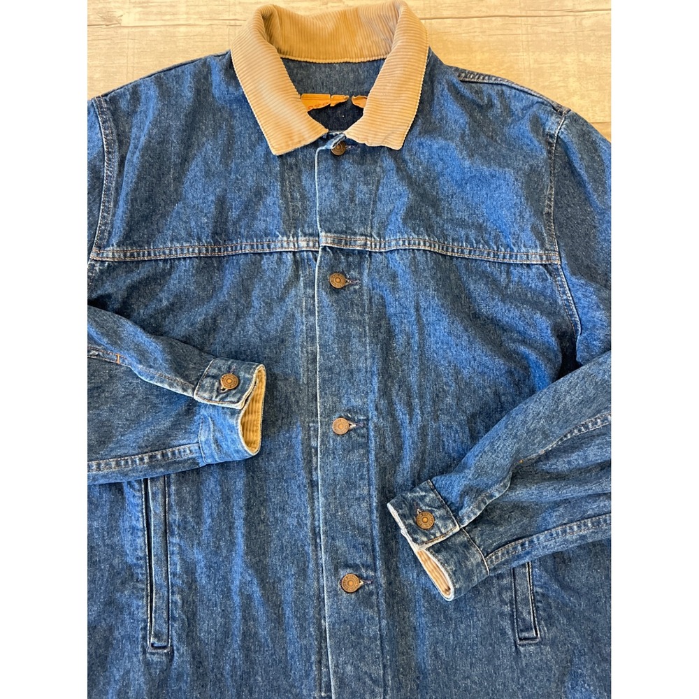 Vintage Levi's Mens Denim Duster Jacket Corduroy Collar Made in‎ USA Trench Coat